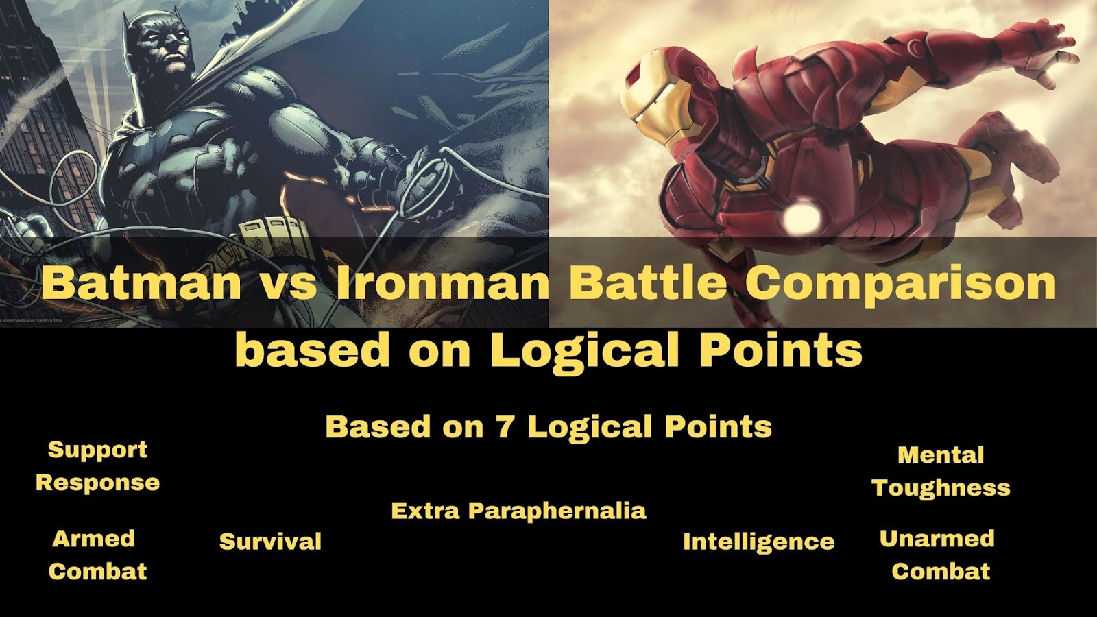 Batman vs Ironman Battle Comparison based on Logical Points !