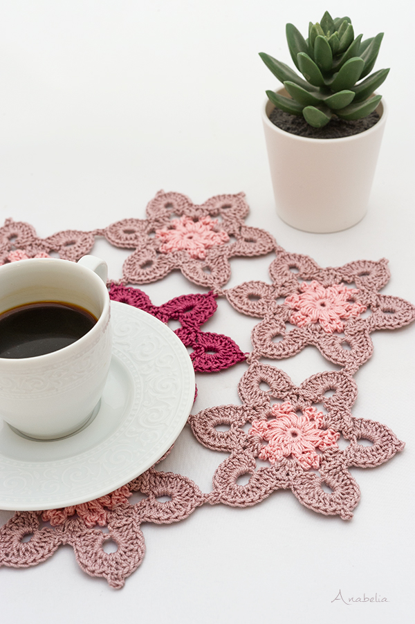 Old Pink crochet table set, Anabelia Craft Design Old Pink crochet table set, Anabelia Craft Design