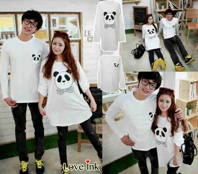 Kaos Couple Panda Dress Long Sleeve | Michary Shop