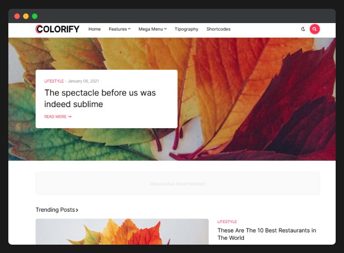 Colorify is a high quality modern blogger template provided on super speed and flexibility.