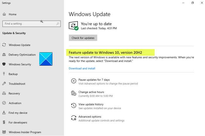 Windows 10 versie 20H2 - Nieuwe functies