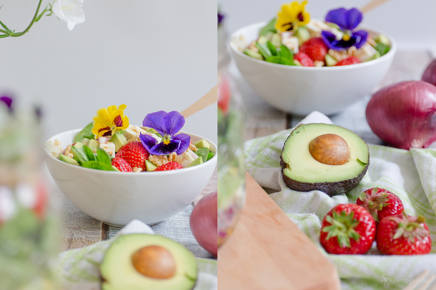 Lunch to go: Avocado-Spinat-Salat im Glas mit Erdbeeren, Fetakäse und ...