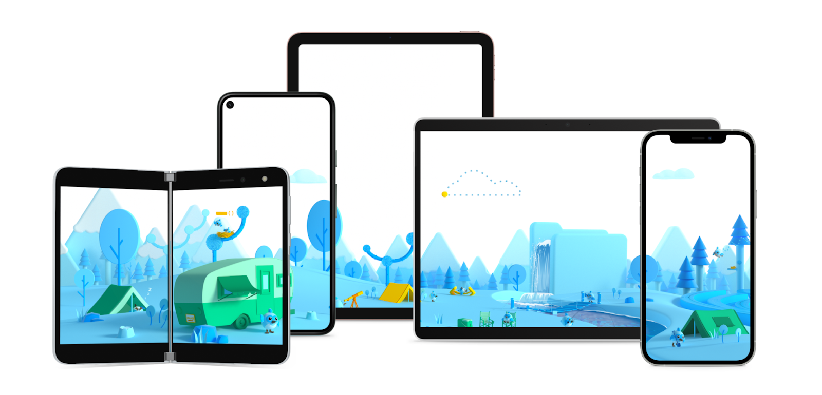 5 tablet and mobile device screens　Flutter2