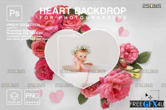 Heart Flower Digital Frames Overlay
