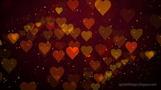 Artistic Twist Arrangement Red Yellow And Orange Color Lights Bokeh Hearts Shape Background