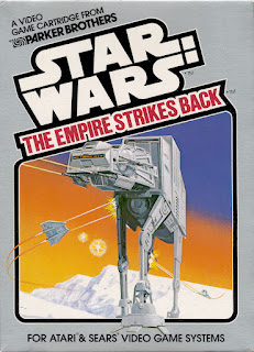 Portada del cartucho del juego Star Wars: The Empire Strikes Back de 1982 para Atari 2600