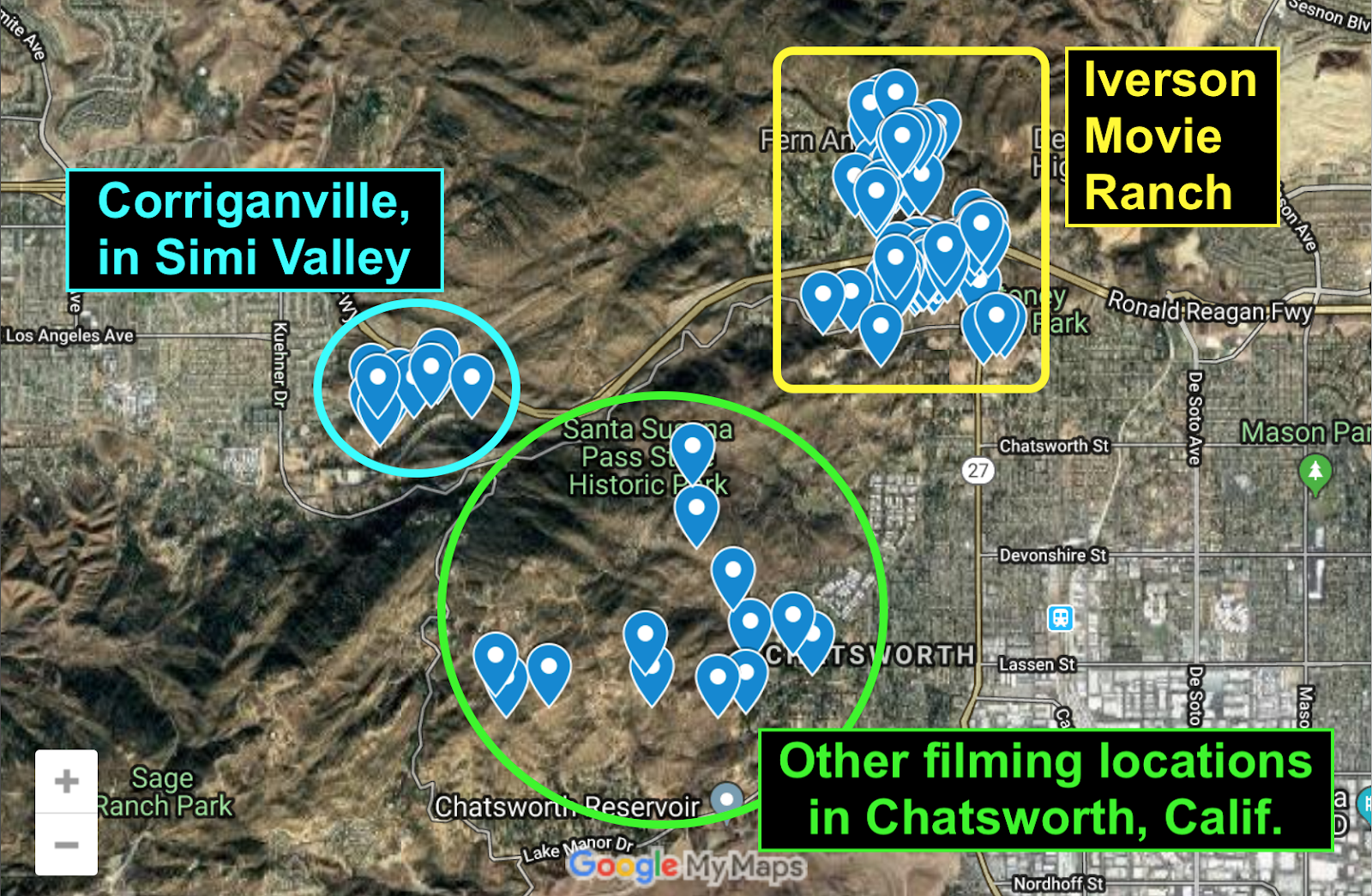 Iverson Movie Ranch: Interactive map of the Iverson Movie Ranch