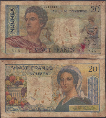 Nuova Caledonia 50 francs 1954 P# 50b