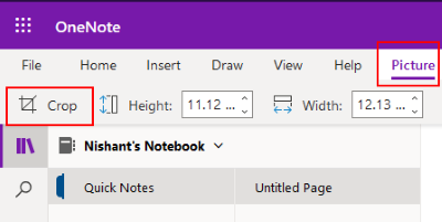 обрезать изображение Microsoft OneNote онлайн