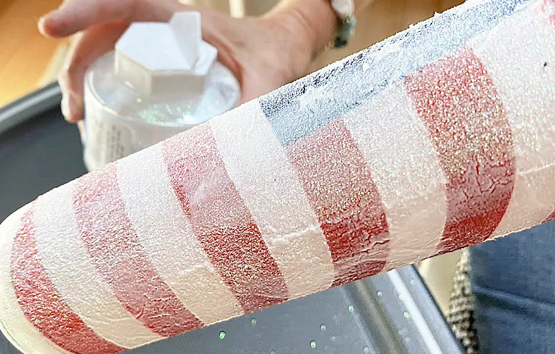 glittered candle with American flag design