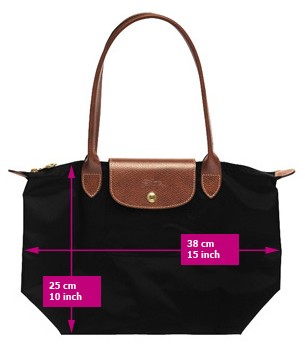 longchamp bag size chart