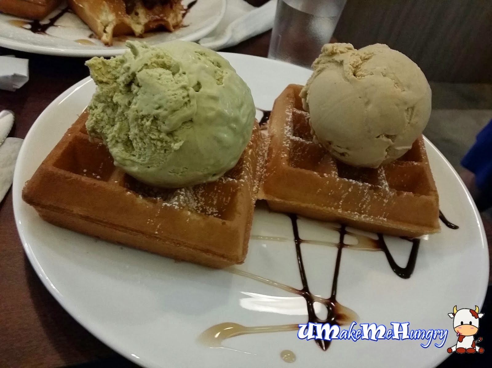 Waffle with Ice Cream 6.50 + 2.50 for Additional Scoop + 0.80