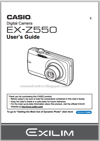 Casio Exilim EX-Z550 Manual Cover Casio Exilim EX-Z550 Manual Cover