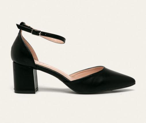 Answear - Pumps dama negri cu toc gros decupati pe lateral ieftini