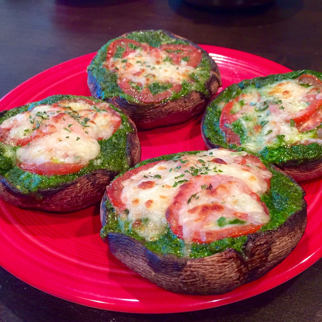 Tasty and (Mostly) Healthy Recipes Kale Pesto Stuffed Portobellos with