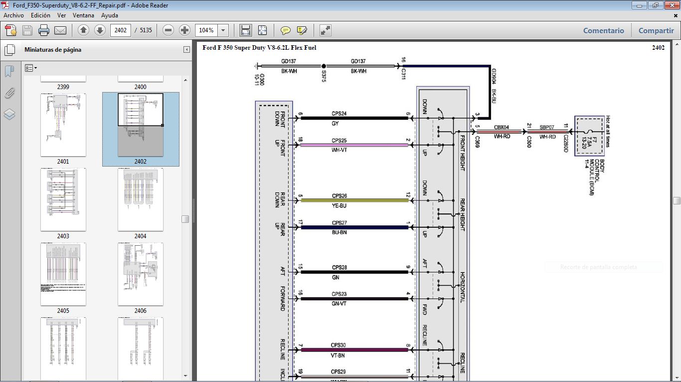 Manuales de Taller de FORD: FORD F-350 con motor flex fuel V8 6.2