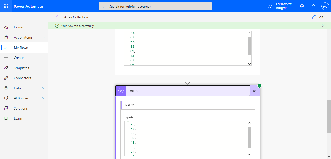 Array functions in Microsoft Flow.