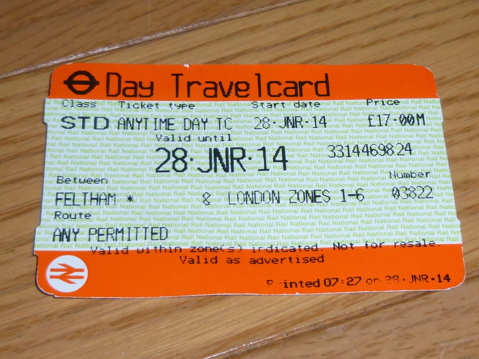 Happy Bear tube,oyster card, and one day travel card