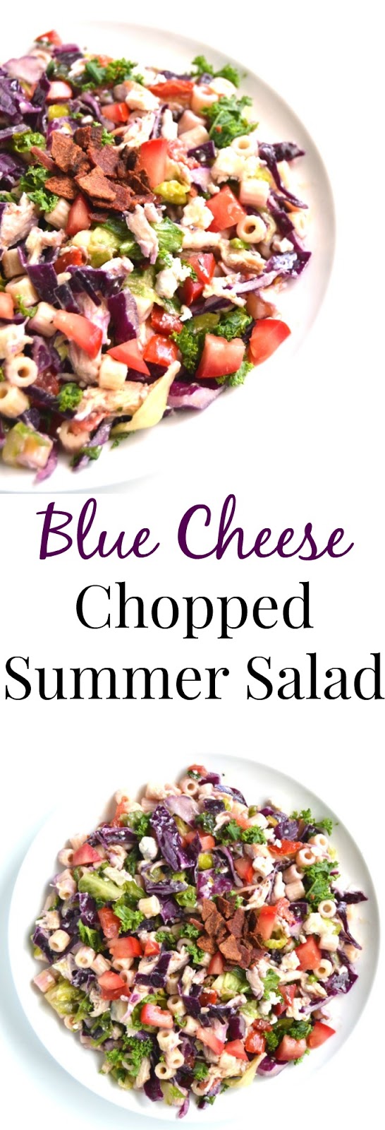 Blue Cheese Chopped Summer Salad is packed full of flavor and is the perfect salad for summer. Filled with crunchy red cabbage, creamy blue cheese and bacon, you won't be able to have just one bowl. www.nutritionistreviews.com