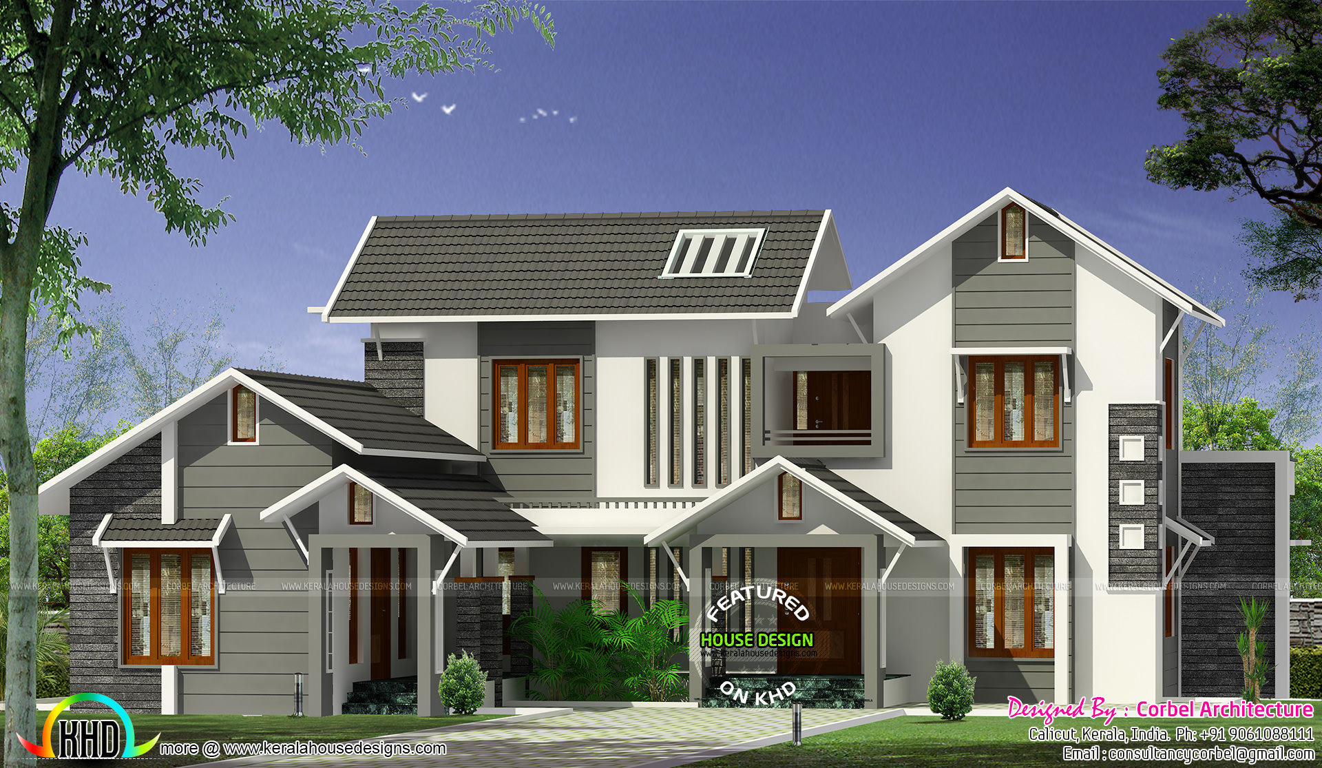 3131 Sq Ft 4 Bedroom Sloping Roof Style Kerala Home Design And Floor