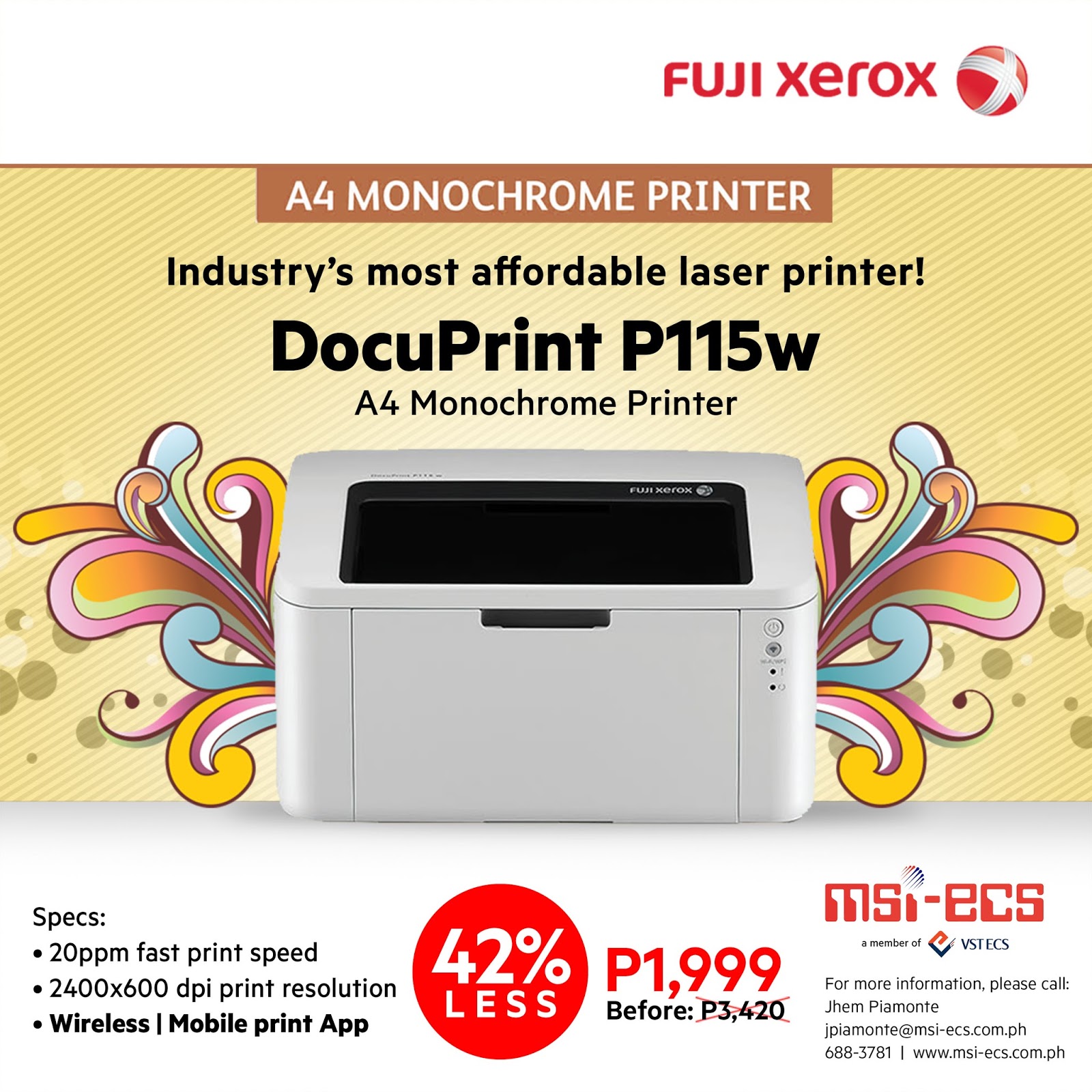 Fuji Xerox DocuPrint P115w Printer