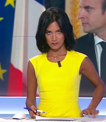 Aurélie Casse très classe avec une robe jaune