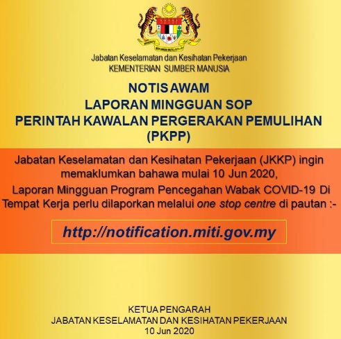 Simiey Dot Info Laporan Mingguan Program Pencegahan Wabak Covid 19 Di Tempat Kerja
