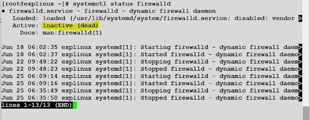 systemctl status firewalld dead