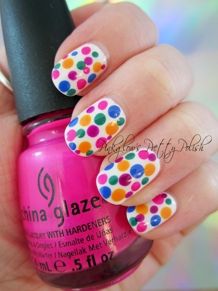 Pinkglow's Pretty Polish | UK Nail Art Blog: Multicoloured Dots Nail Art