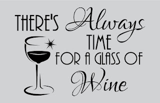 There's always time for a glass of wine quote for vinyl wall art or window frosting art nouveau design by All Sign Solutions.