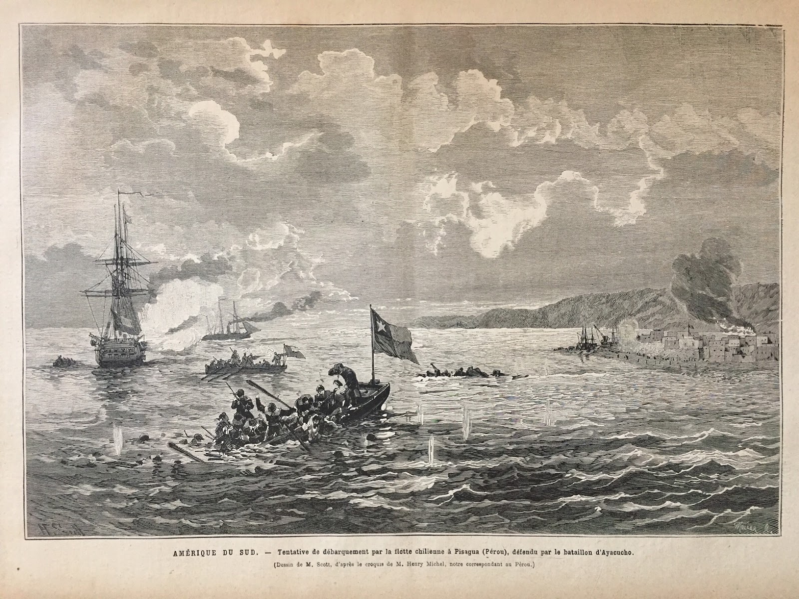 Ernesto Linares Mascaro Primer combate e incendio de Pisagua en 1879