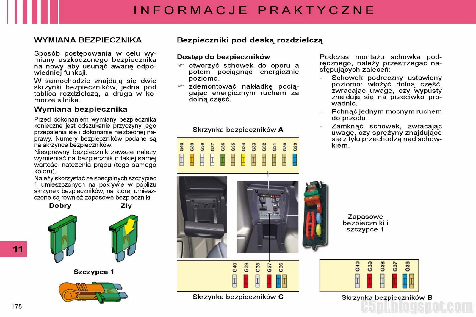 Citroen C5 Iii Pl: Instrukcja C5 - Praktyczne Informacje