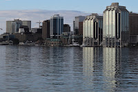 Reflection of Halifax building in Halifax Harbour