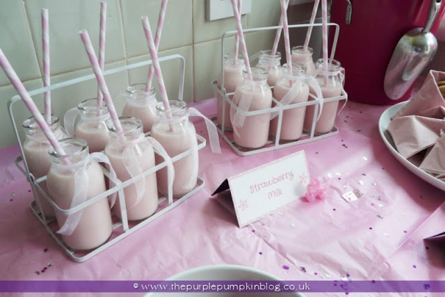 Mini Milk Bottles for a Baby Shower at The Purple Pumpkin Blog