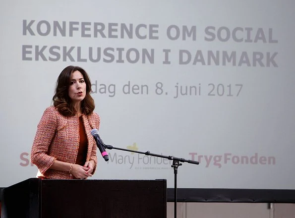 Crown Princess Mary wore Gianvito Rossi red Pumps, wore Anine Bing Embroidered Jacket and carried Prada bag