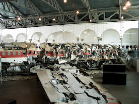 The remains were moved from Rome to Bologna and put on display at a museum in a large hangar