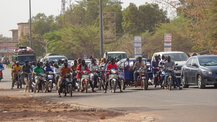Main road in Ouagadougou in front of Police Headquarter
