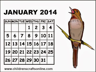 January 2014 Coloring Calendars - Print Calendar January Kids 2014.JPG