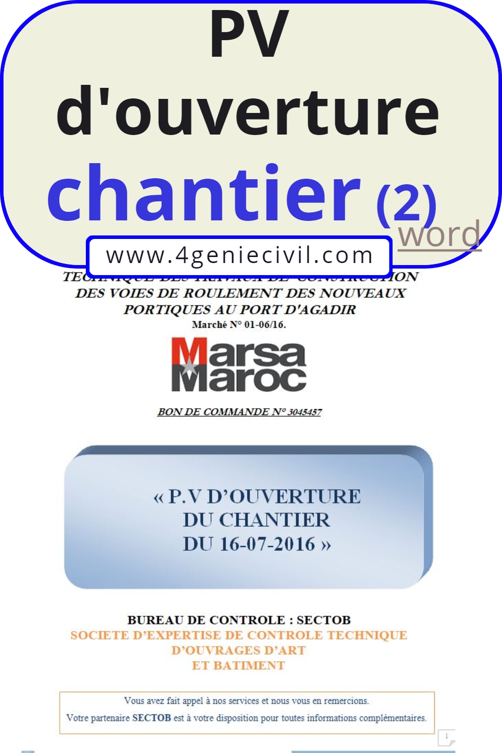 Modèle PV d'ouverture de chantier doc