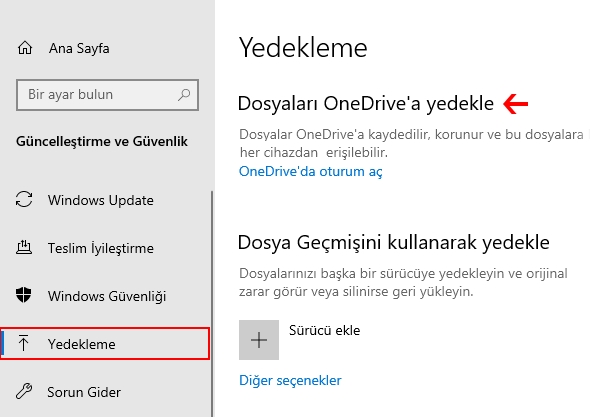 dosyalari onedrivea yedekle