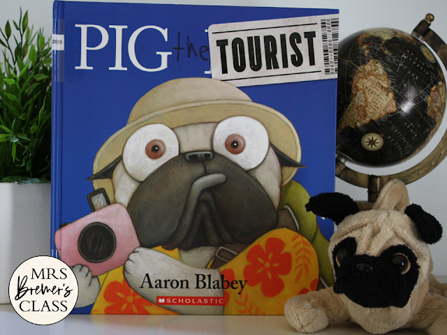 Pig the Tourist book study activities unit with Common Core aligned literacy companion activities for Kindergarten and First Grade