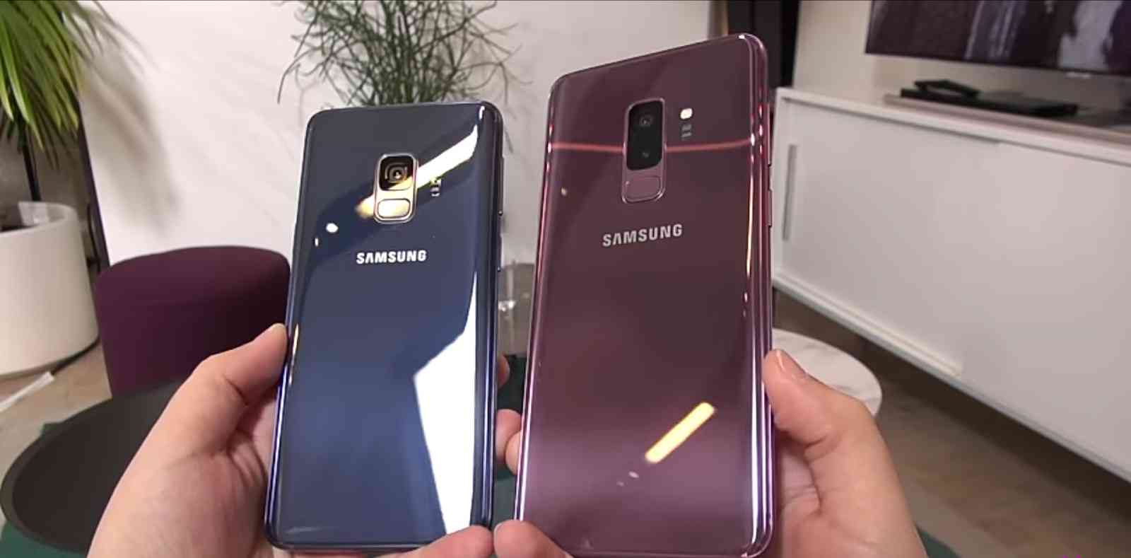 Back View Of The Samsung Galaxy S9 and S9 Plus smart phones