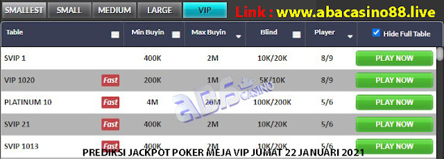 Prediksi Jackpot Poker Meja VIP Jumat 22 Januari 2021