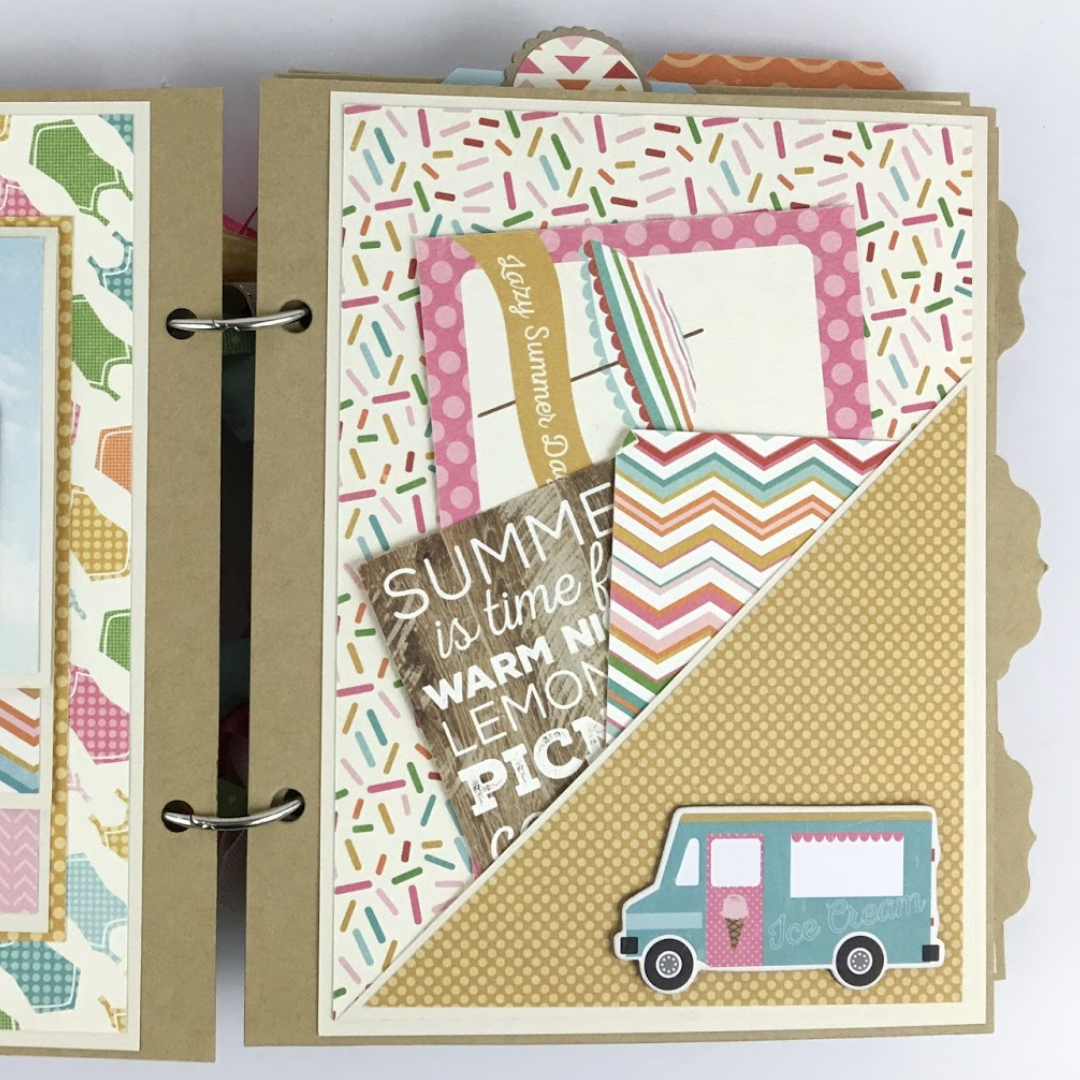 Small Scrapbook Album - Chipboard Covers - Cardstock Inner Pages 3 1/4 x  5 (Cream Paper Pages, 12 Pages Book Ring Binding)