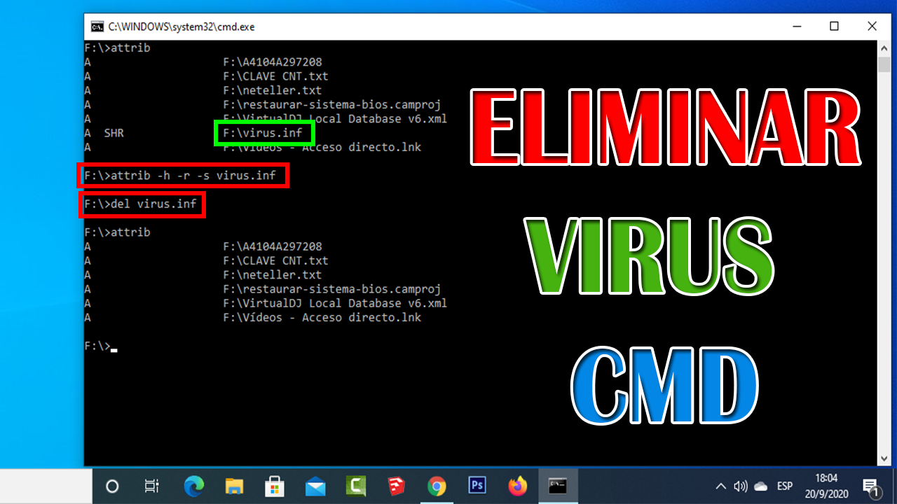 Maquinilla de afeitar Cuervo constantemente Eliminar Virus con CMD en Windows 10/8/7 - PC fácil Digital