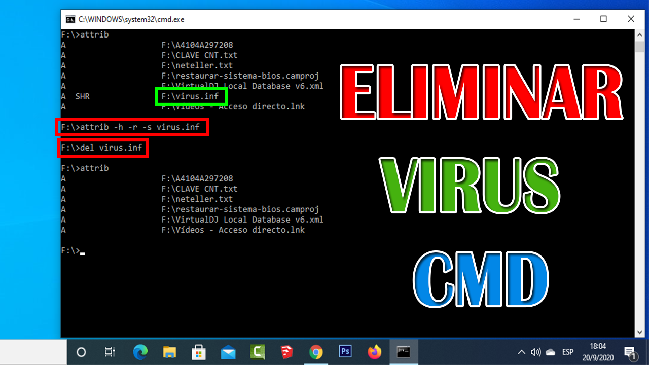 Eliminar Virus con CMD en Windows 10/8/7 PC fácil Digital