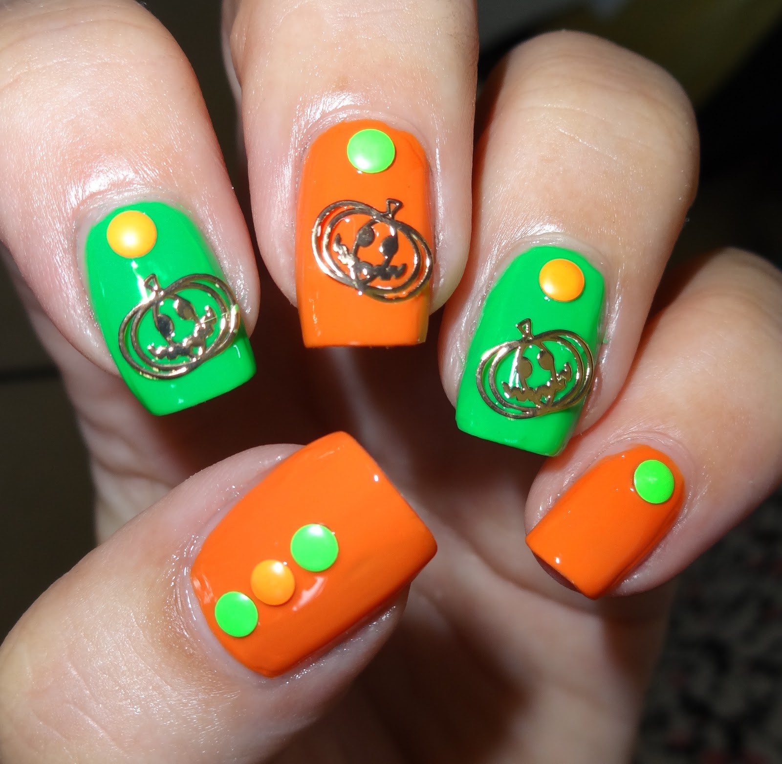 Wendy's Delights: Gold Metallic Pumpkin Nail Decals from Charlies Nail Art