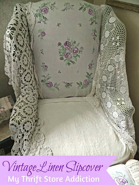 No sew vintage linen slipcover