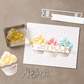 Stampin' Up! Sweet Cupcake stamp set + Cupcake Cutout framelits Birthday Card #stampinup www.juliedavison.com
