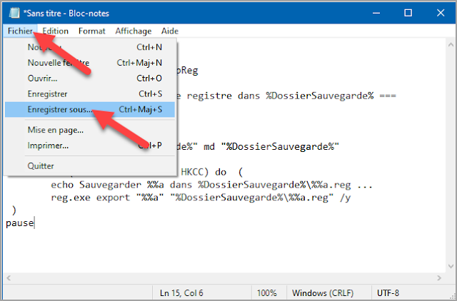 Sauvegarder la base de registre Windows 10 avec un fichier Batch Mots-clés : Sauvegarde, sauvegarde manuelle, restauration, faire une copie, base de registre, batch, bat, Windows 10, reg.exe, sécurité, trucs, astuces